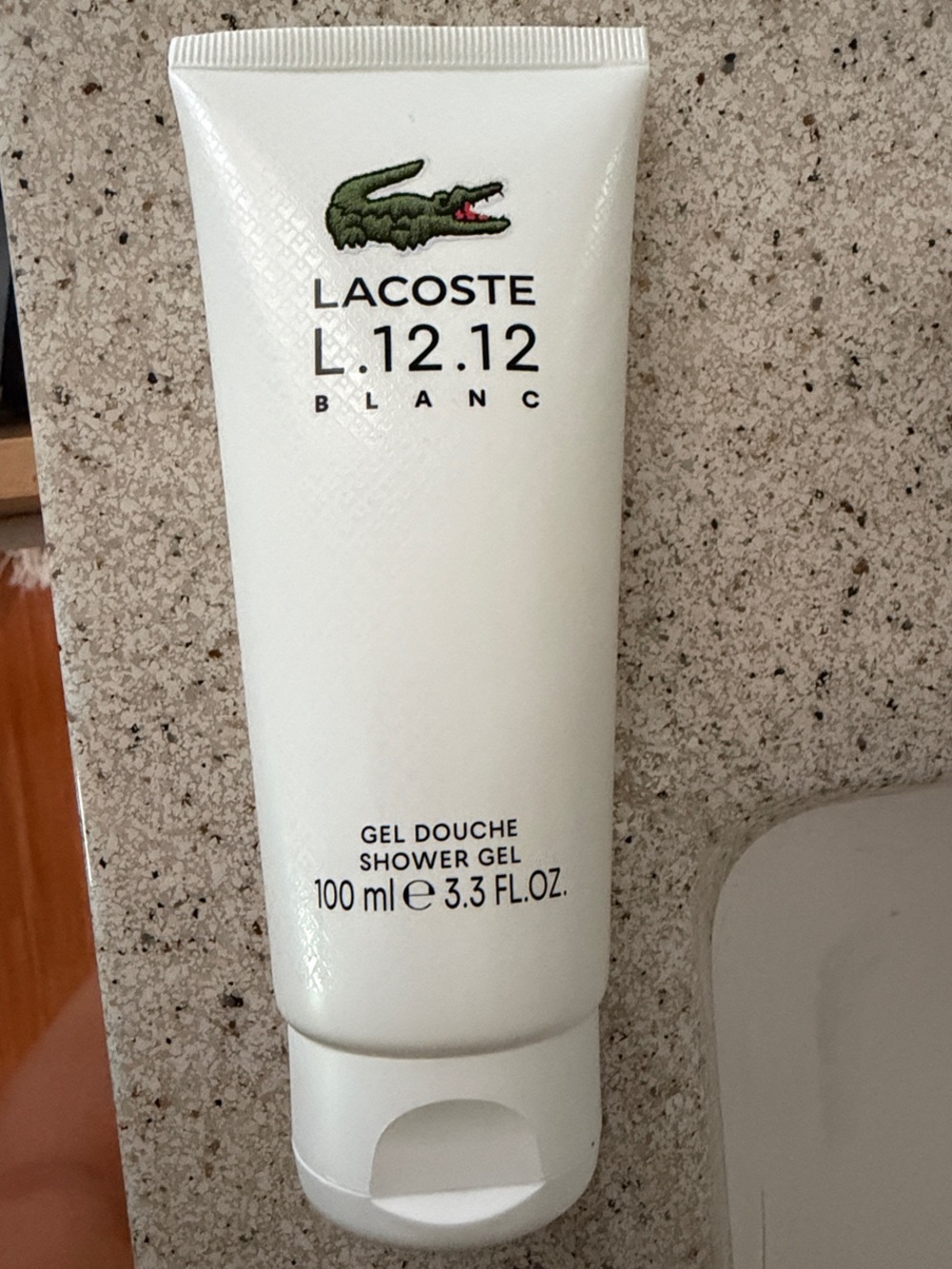 Lacoste L.12.12 Blanc White Shower Gel Tube with Green Crocodile